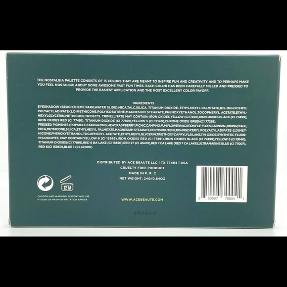 NIB Ace Beaute Nostalgia Eye Shadow Palette - Picture 3 of 3